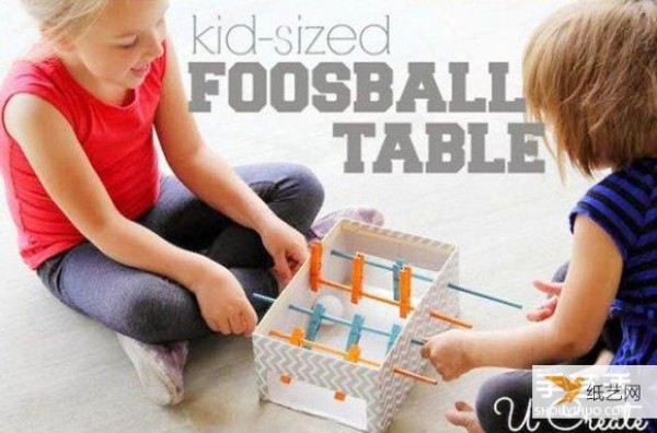 Tutorial on how to make table football toys using recycled shoe boxes at home