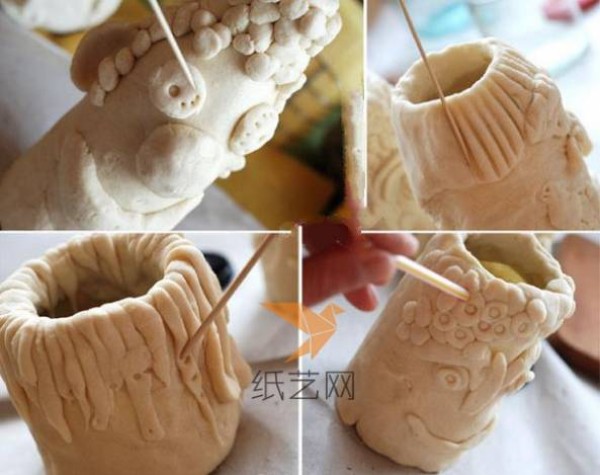 Tutorial on super cute monster pen holder made from super light clay