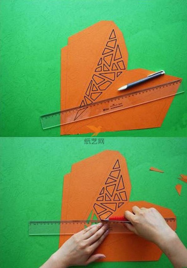 Tutorial on making Chinese style hollow window flower-like five-pointed star personalized paper art lampshade