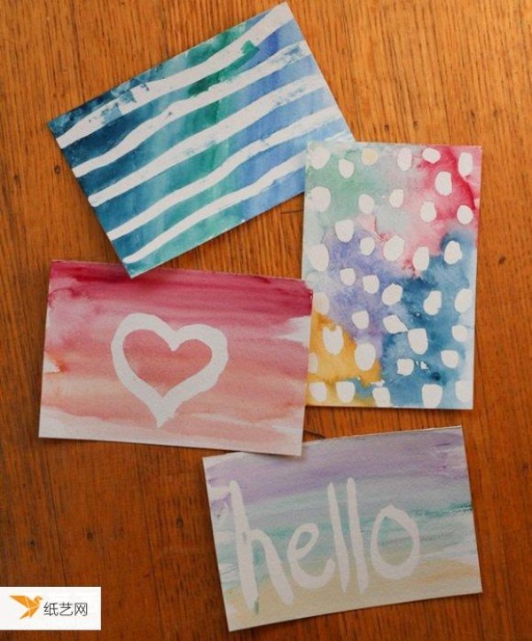 Illustrated tutorial on how to make hand-painted watercolor postcards