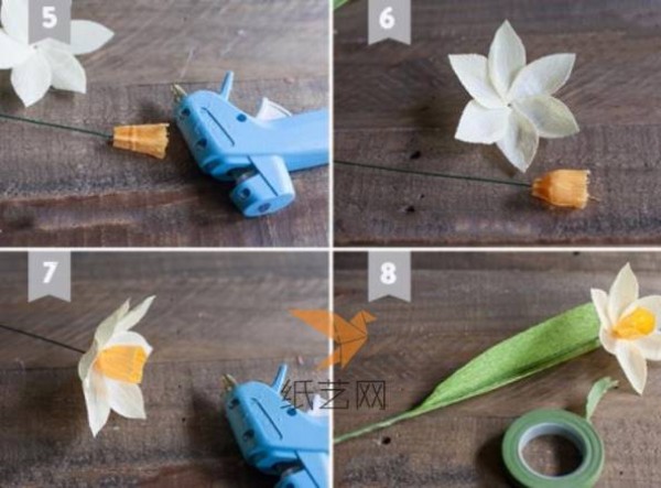 Simple crepe paper tutorial for making daffodils as a Teacher’s Day gift