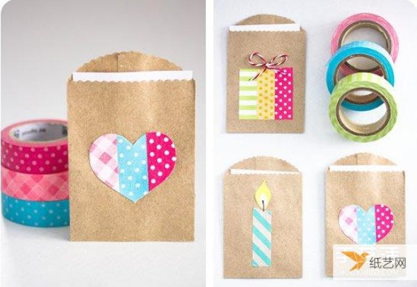 Personalized handicrafts made with colored tape make gift bags super cute~