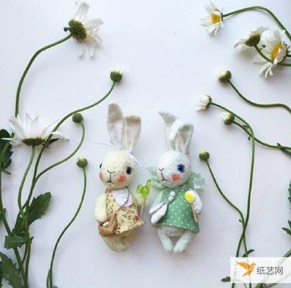 Pictures of various cute handmade fabric bunny works