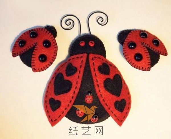 Tutorial on making cute non-woven ladybug decorative paintings