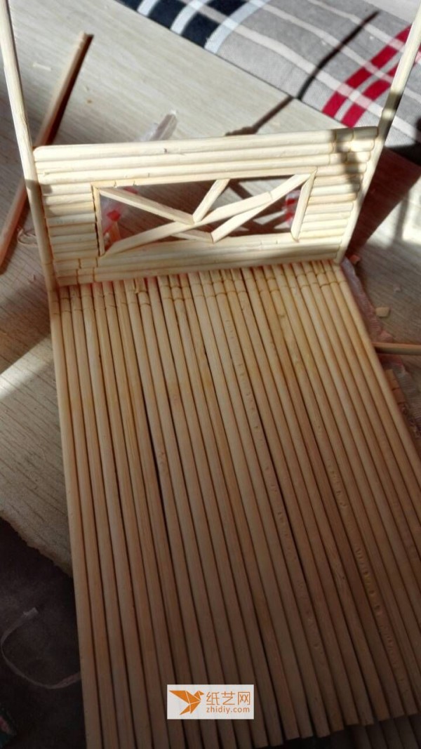 Handmade pavilion made of disposable chopsticks