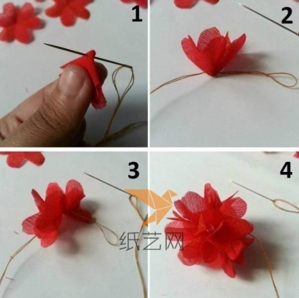 Korean style ring DIY fabric flower ring making tutorial