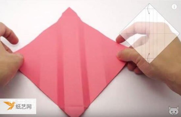 Illustration of how to fold a love letter on heart-shaped stationery with a loving heart