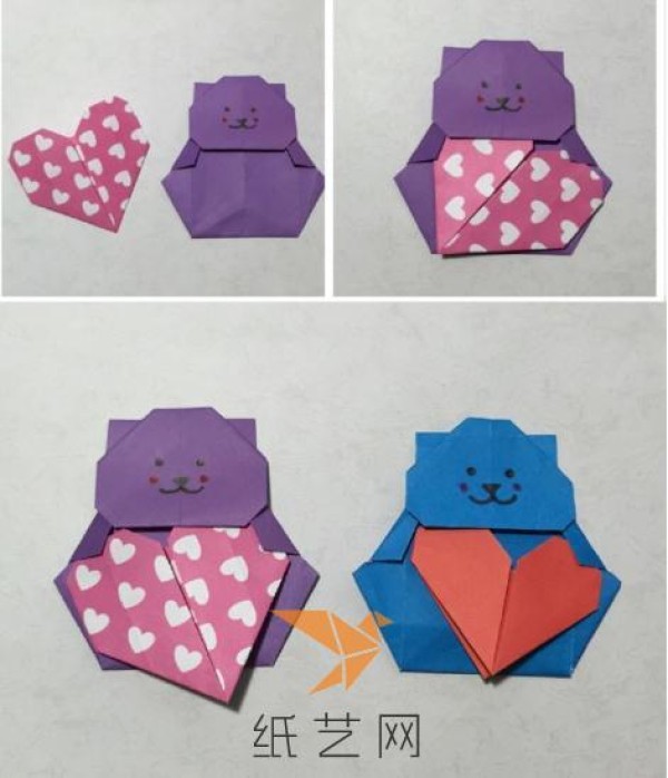 Cute Origami Heart Bear Making Tutorial