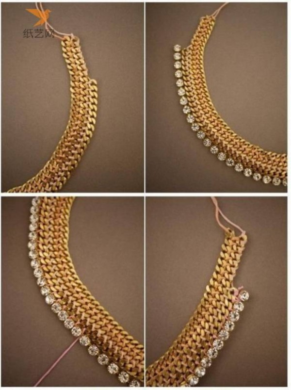 Beading Tutorial Rose Gold Metal Chain Beaded Combination Necklace Making Tutorial