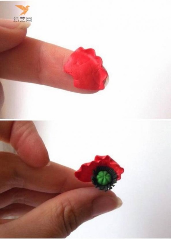 Pottery Tutorial Soft Clay Clay Red Flowers and Green Leaves Decoration Ring