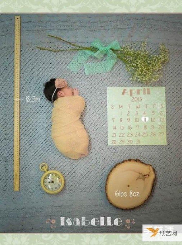 Appreciation of baby photos using creative ideas from daily life items