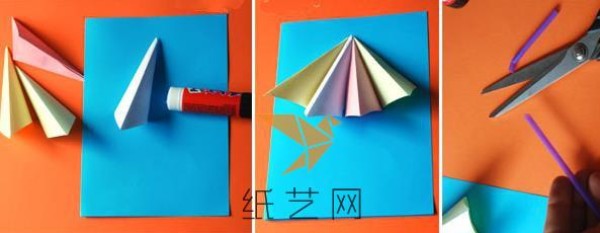 Childrens handmade origami summer beach three-dimensional pasting