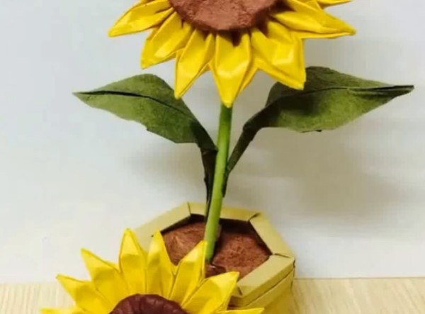 Origami Sunflower Leaves and Stems Handmade Tutorial