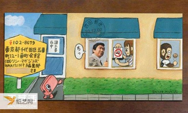 Creative hand-painted envelopes combined with stamps. After reading this, I want to write a letter immediately.