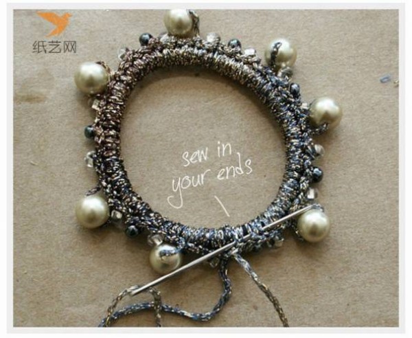 Beading Tutorials Gold and Silver Thread Wrapping Beaded Decorative Hair Tie Making Tutorial