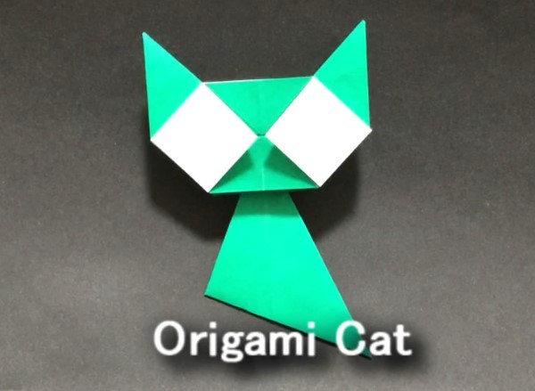 Cartoon origami kitten origami tutorial teaches you how to make an origami kitten