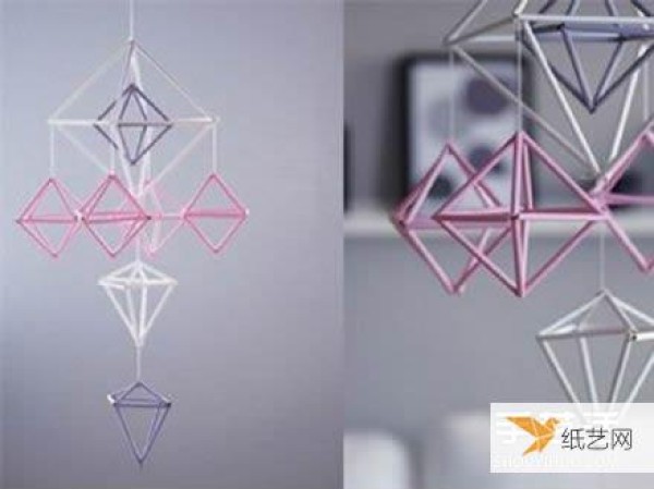 Use waste straws to make personalized three-dimensional diamond-shaped decorative pendants