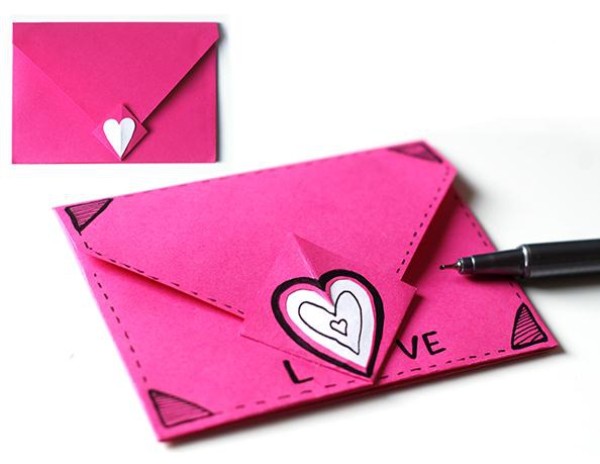 Cute greeting card envelope making tutorial illustration