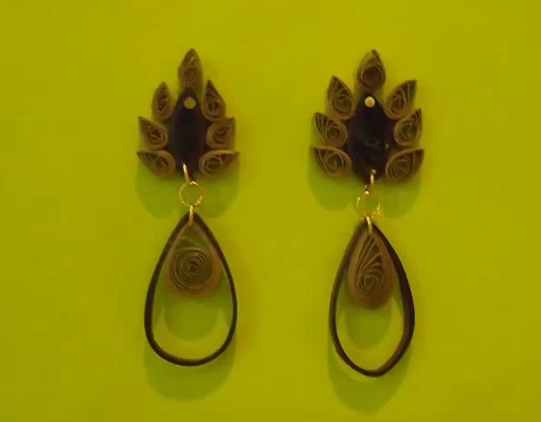 Tutorial on how to make creative paper quill earrings by hand