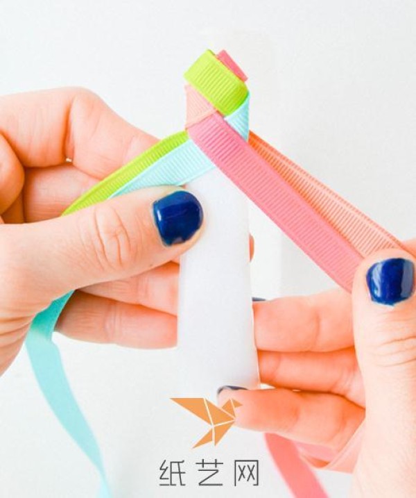 Summer little fresh colorful ribbon braided headband tutorial