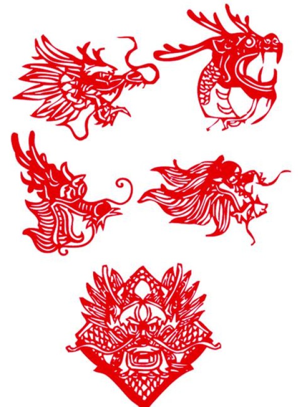 Complete collection of paper-cut dragon patterns