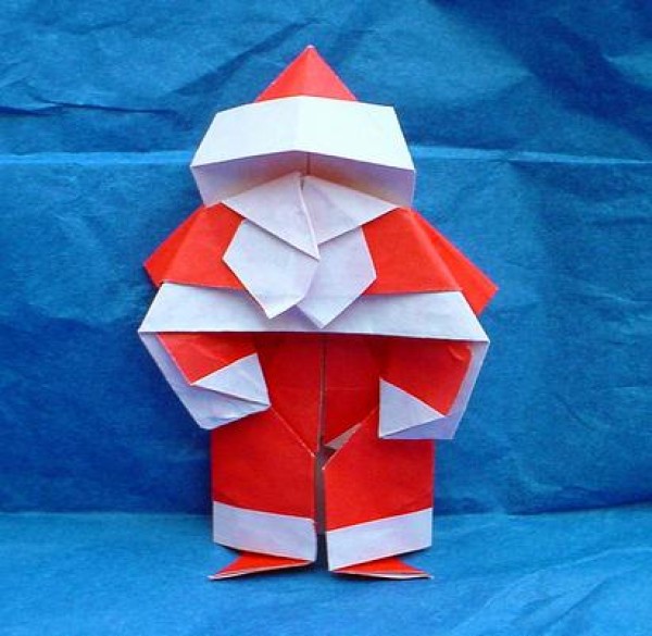 Tutorial on folding Christmas handmade origami gifts with a bearded Santa Claus