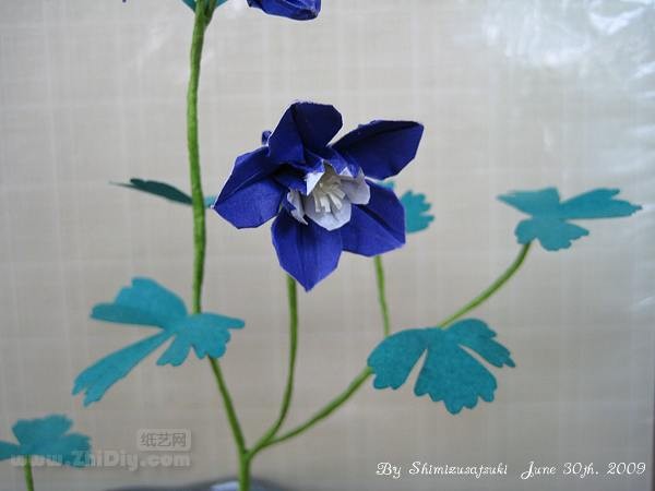 Origami Miyama Ramie Ring·Fan Columbine by origami—Shimizu May