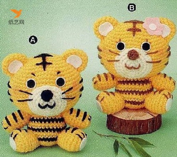 Hand crochet DIY cute little tiger knitting tutorial illustration