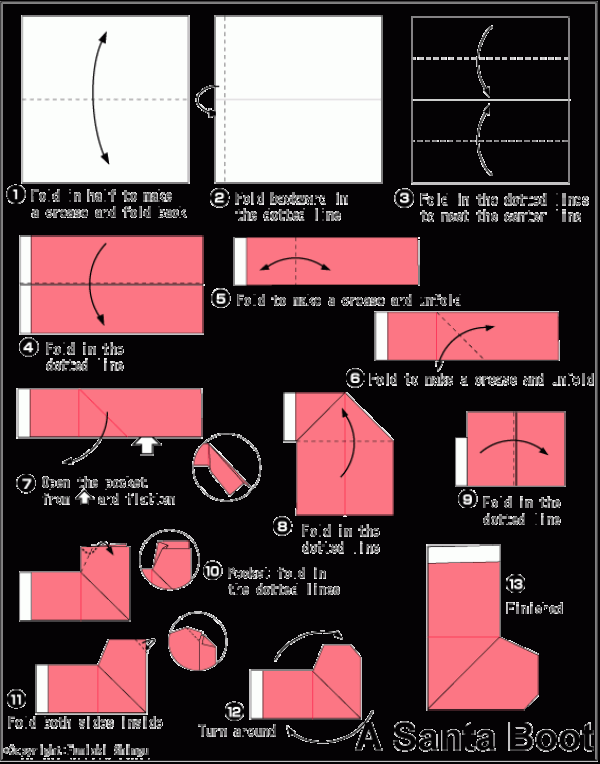 Santa boots DIY origami tutorial