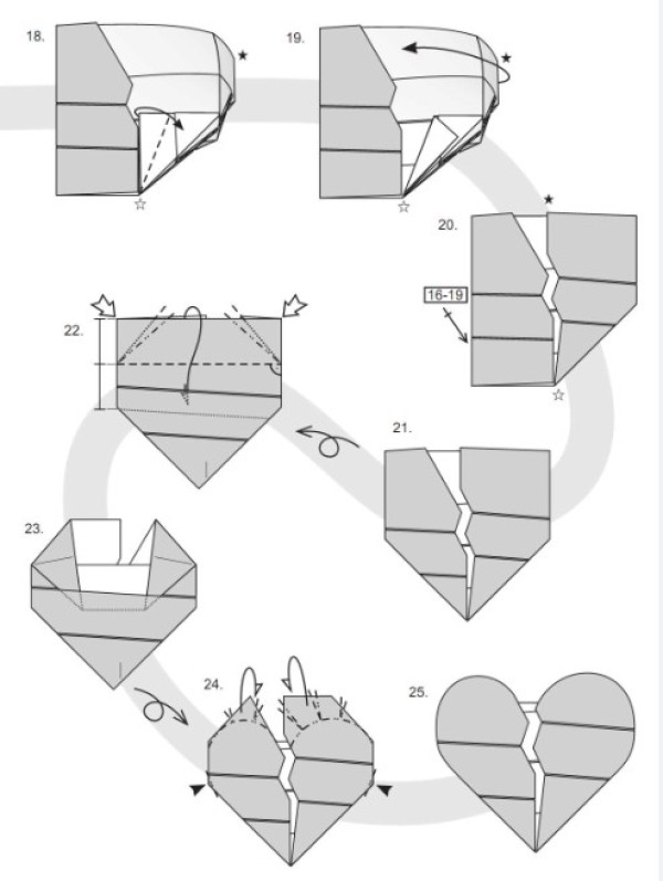 Broken origami heart origami chart