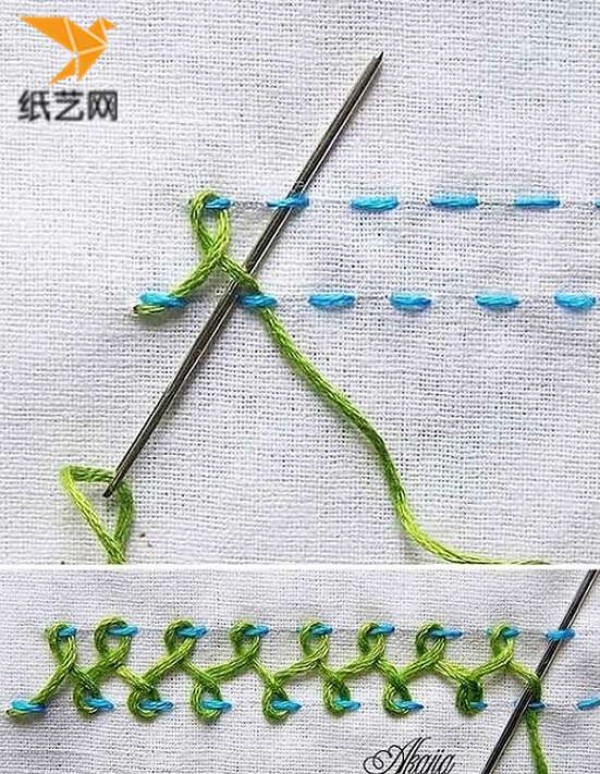 How to embroider? Illustration of basic stitching tutorials for hand embroidery cross stitch