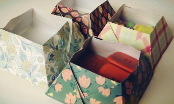 Simple handmade origami video tutorial for candy origami box for diy storage box