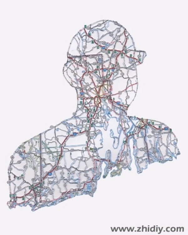 Amazing map cutout 3D portrait