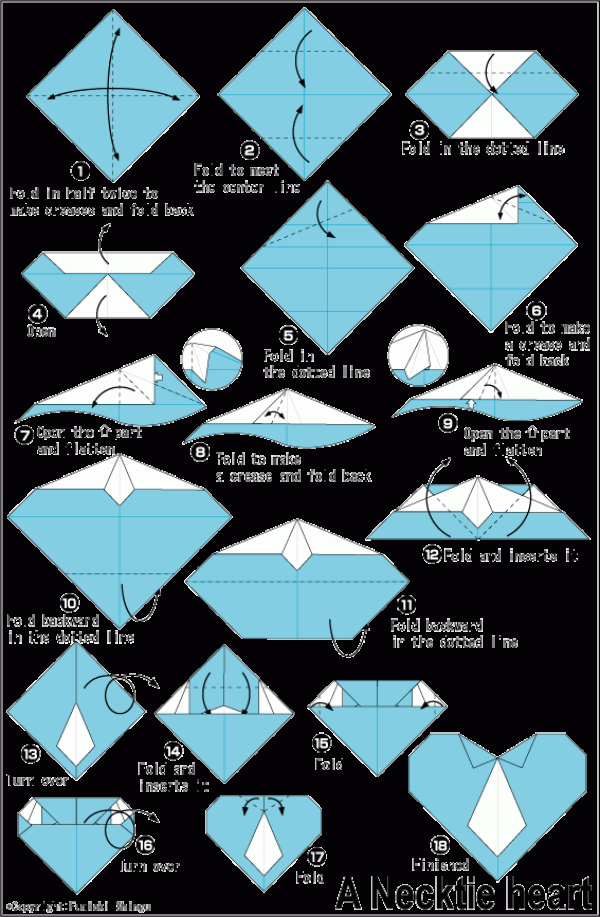 Tie Origami Heart Handmade Origami Illustrated Tutorial