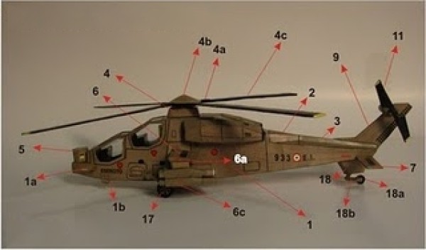 Agusta A129 Mongoose anti-tank helicopter paper model download