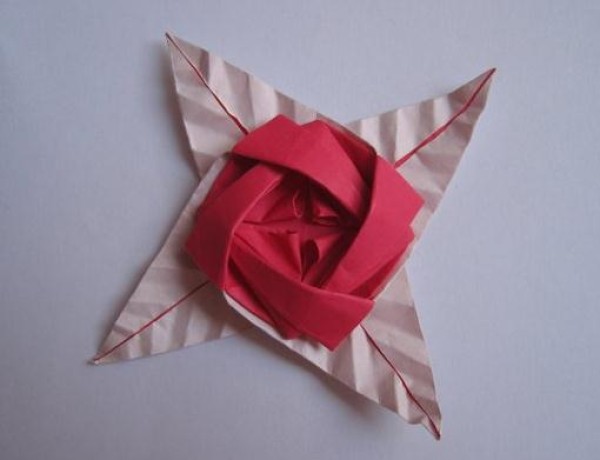 Origami rose simple folding method origami rose brooch video tutorial