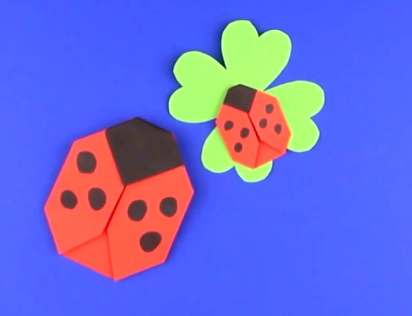 Childrens origami seven-star ladybug handmade origami video DIY production tutorial