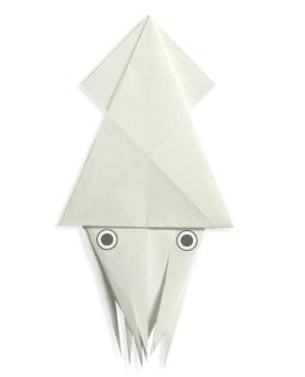 Complete illustrated tutorial on squid origami for children