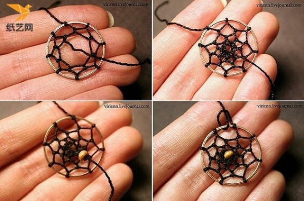 How to make your own dream catcher? Illustrated tutorial on making hand-knitted dream catcher jewelry