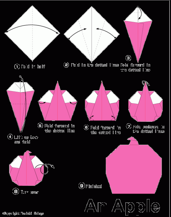 Origami apple tutorial for children