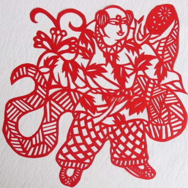 Folk Doll Year of the Snake paper-cut tutorial and paper-cut snake picture pattern