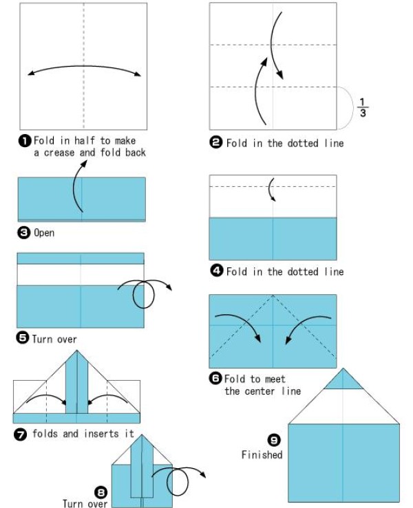 Simple origami illustration tutorial with pencil