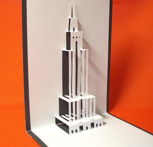 Three-dimensional greeting card handmade tutorial teaches you how to make the Empire State Building three-dimensional greeting card [with tutorial and template]