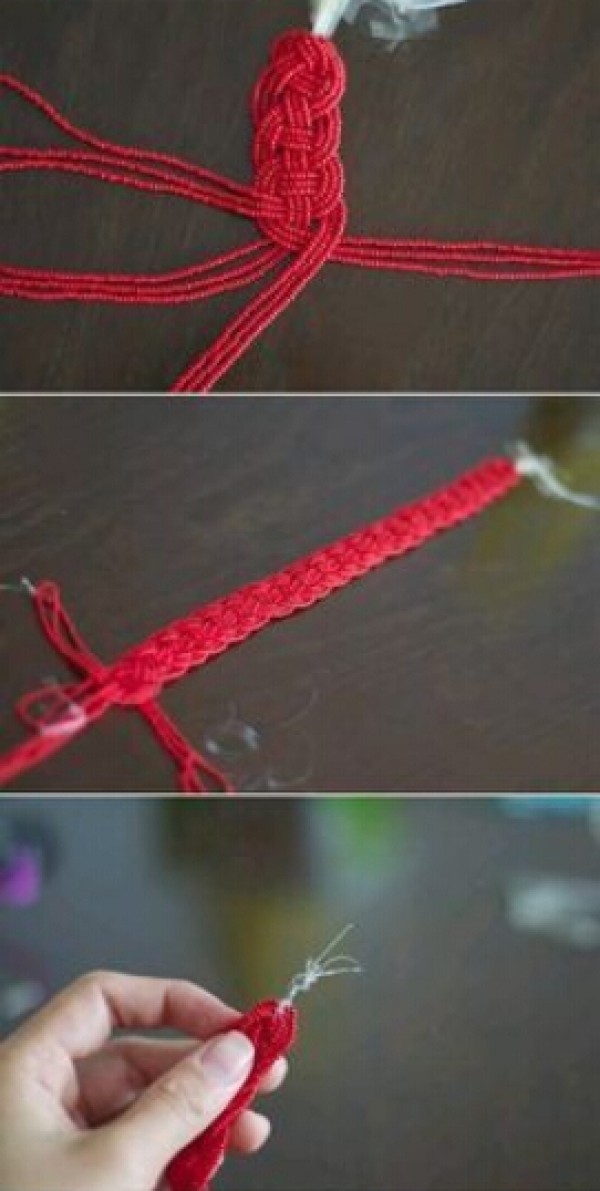 How to braid a Chinese knot? Hand-woven Chinese knot bracelet making tutorial illustration