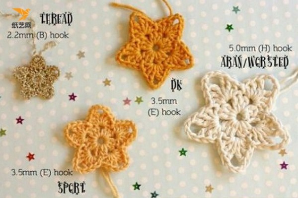 How to make a star? Handmade crochet five-pointed star making tutorial pattern illustration