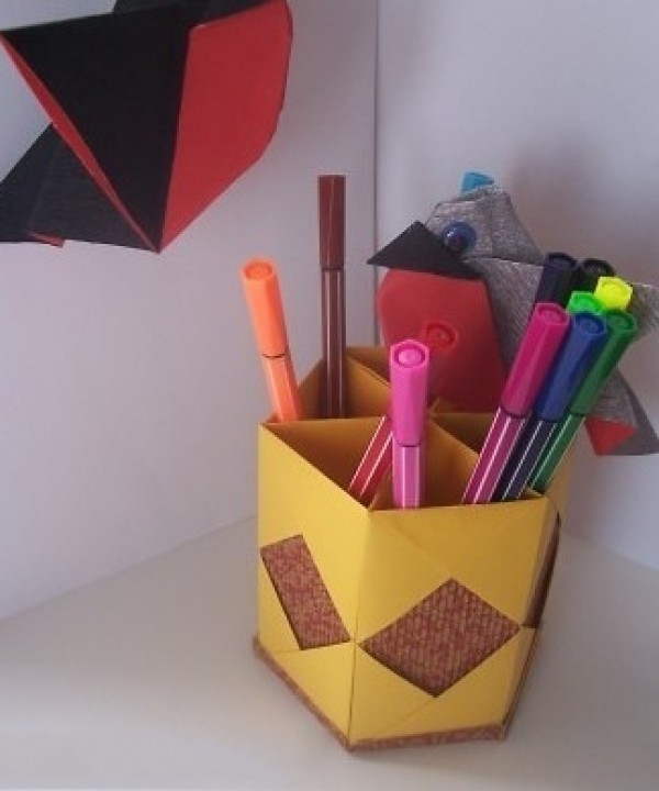 Simple Origami Pen Holder Making Tutorial