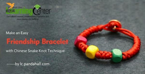 How to braid a Chinese knot? Hand-woven Chinese knot beaded bracelet making tutorial illustration