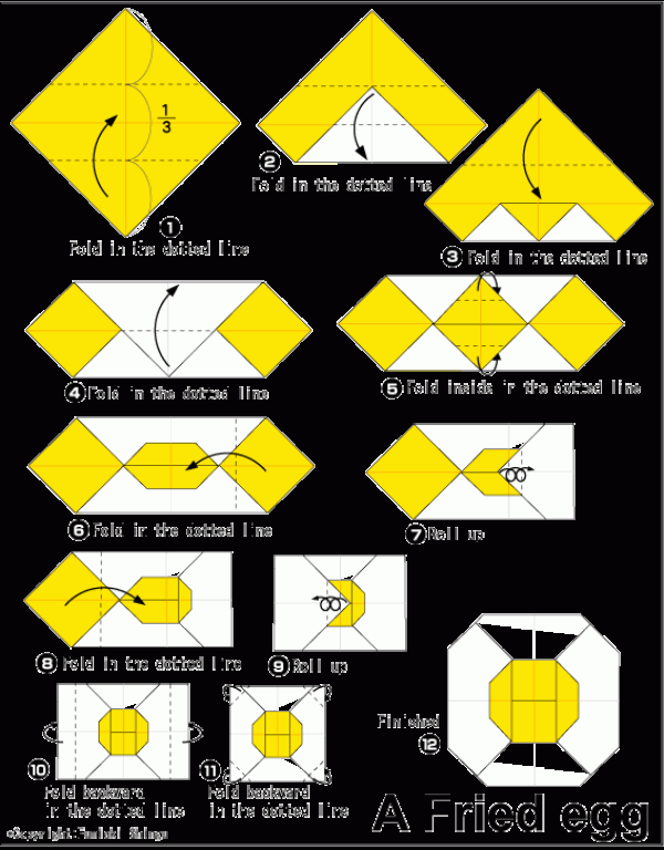 Simple handmade omelette origami tutorial for children