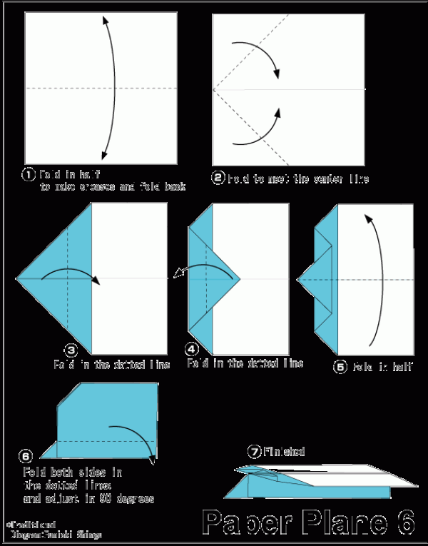 Origami tutorial on how to fold a gliding paper airplane