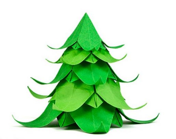 Simple origami Christmas tree tutorial teaches you how to make an origami Christmas tree